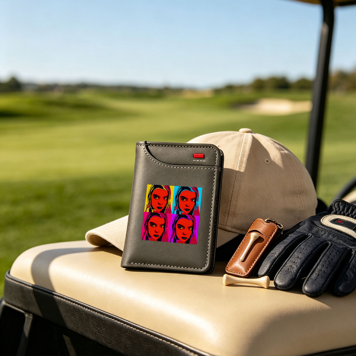 Pop Art Portrait of a Woman in Four Color Variations - Vertical Style Wallet