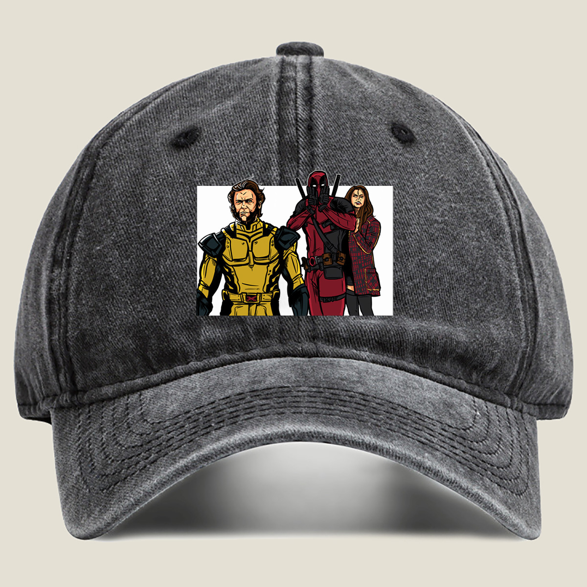 X-Men: Wolverine, Deadpool, and Jean Grey - Washed Denim - Baseball Cap