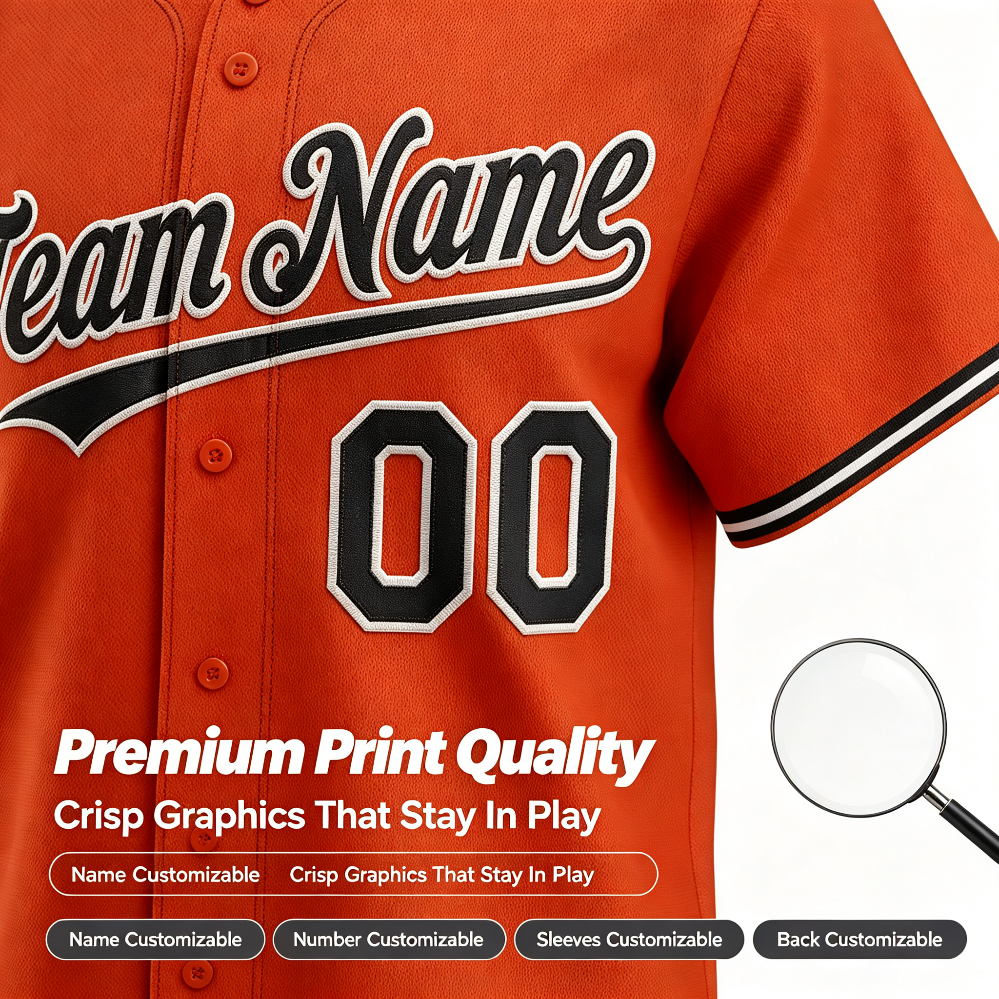 Custom Baltimore City Style Baseball Jersey Full Button Moisture Wicking Polyester For Men And Youth