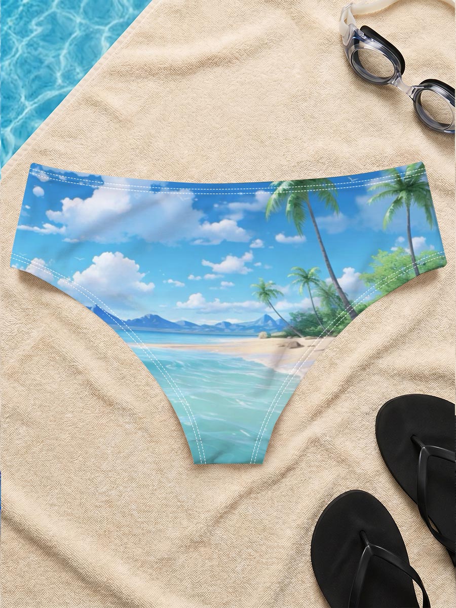 Tropical Beach with Palm Trees and Clear Blue Water -  Men's swim trunks