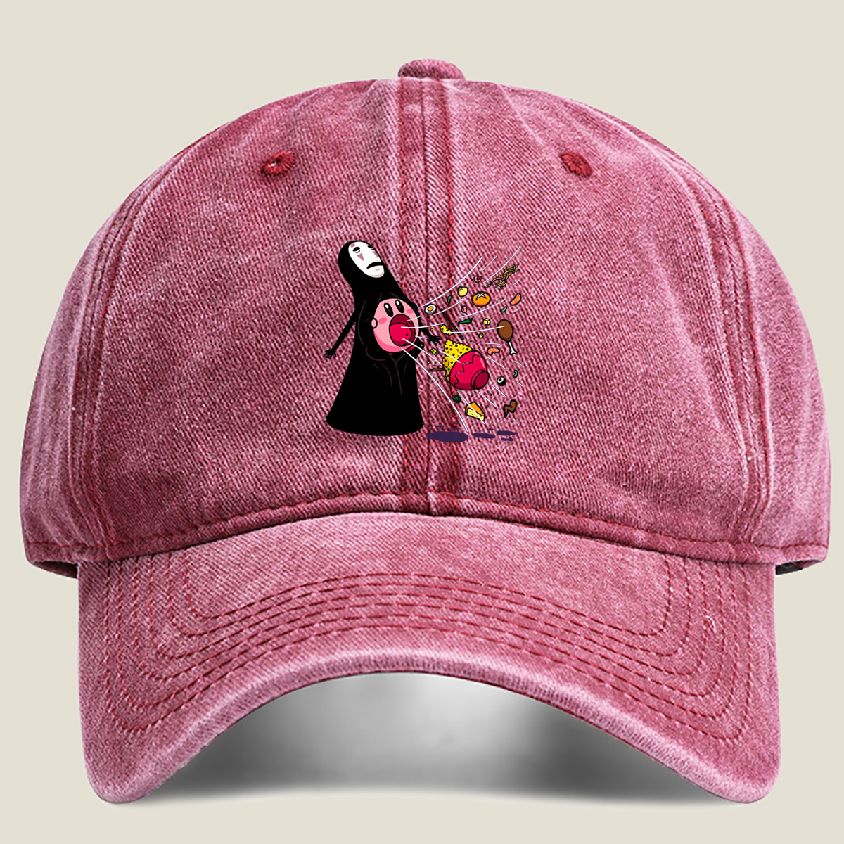 No-Face and Kirby: Food Explosion - Washed Denim - Baseball Cap