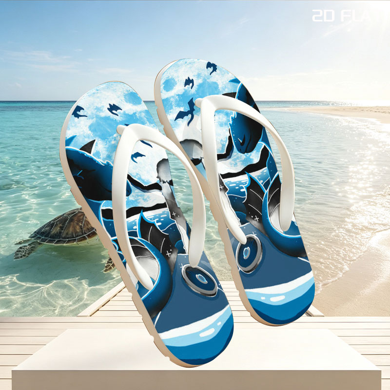 Boy and Dragon Under Moonlight -  flip-flops
