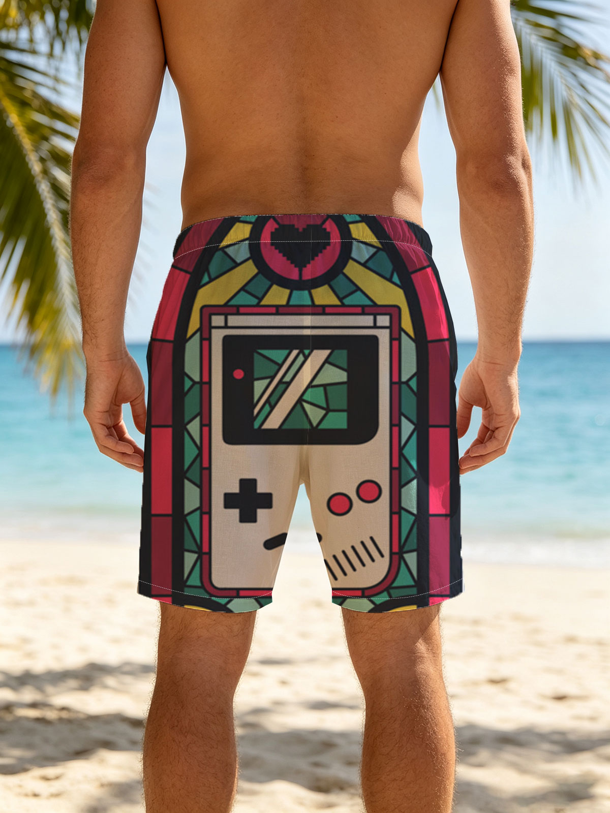 Stained Glass Game Boy Art -  Beach shorts