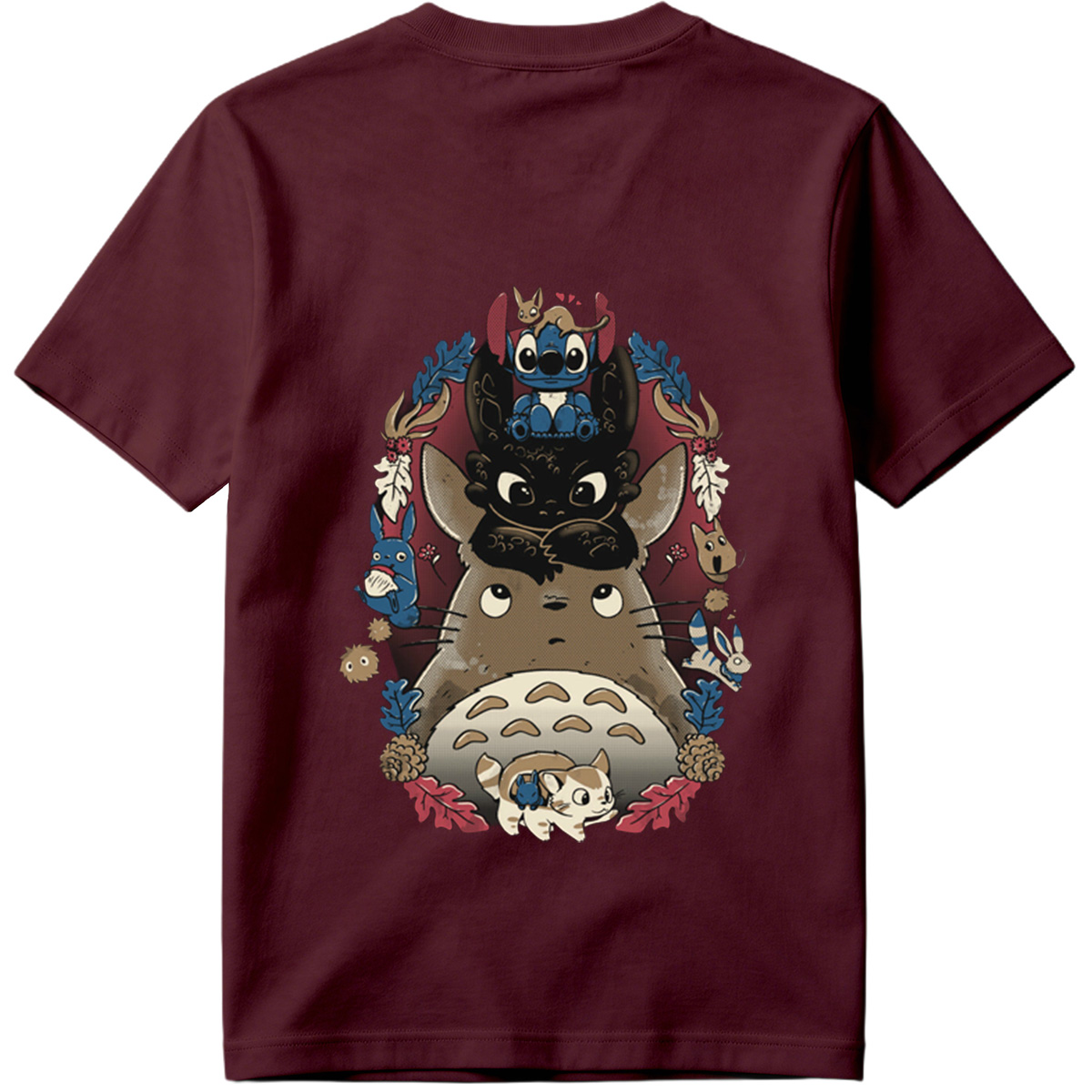 Totoro, Stitch, and Friends: A Whimsical Forest Gathering - Tee