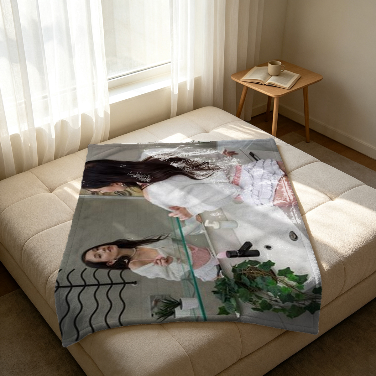 Nude Hinatazaka46 Member Posing on Grassy Hill - Blanket