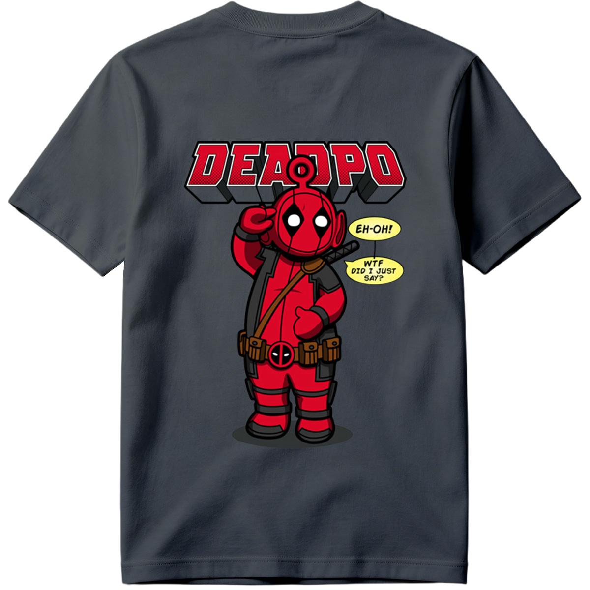 Deadpool Chibi Character with Speech Bubbles - Tee