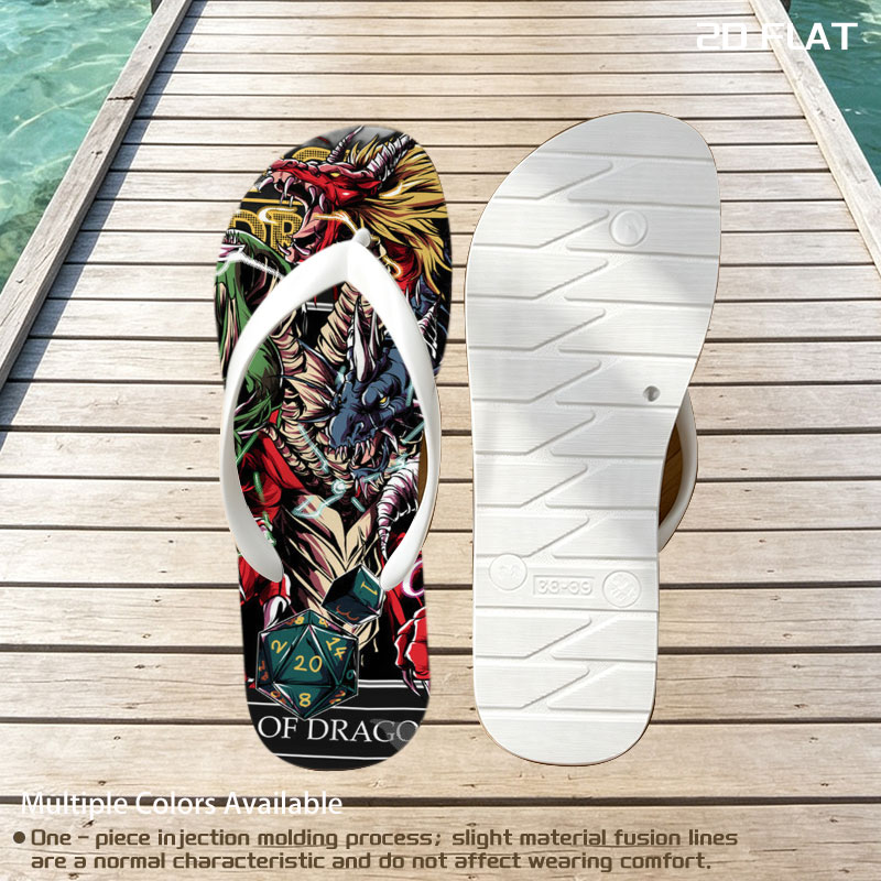 King of Dragons: Mythic Beasts and D20 Dice Fusion Art -  flip-flops