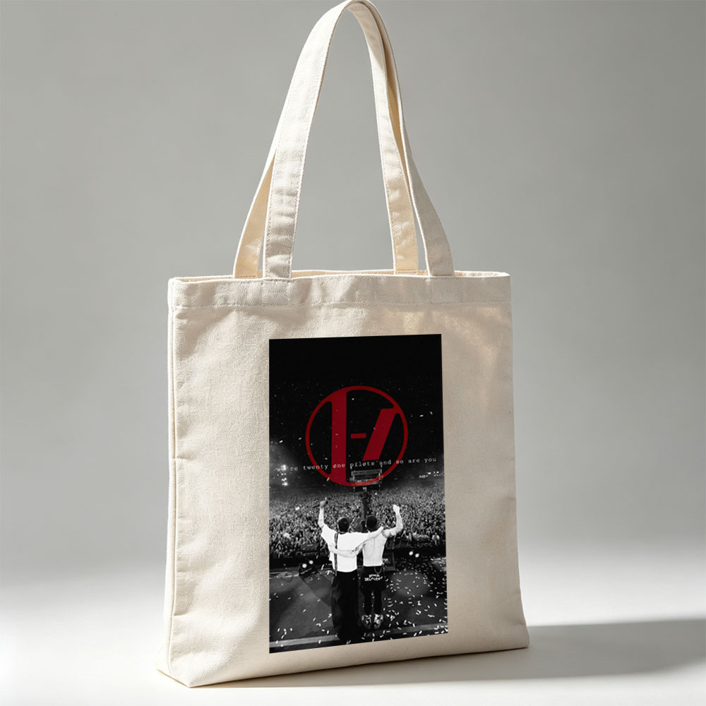 Twenty One Pilots Live Concert Performance with Fans and Confetti in Stadium - Canvas tote bags