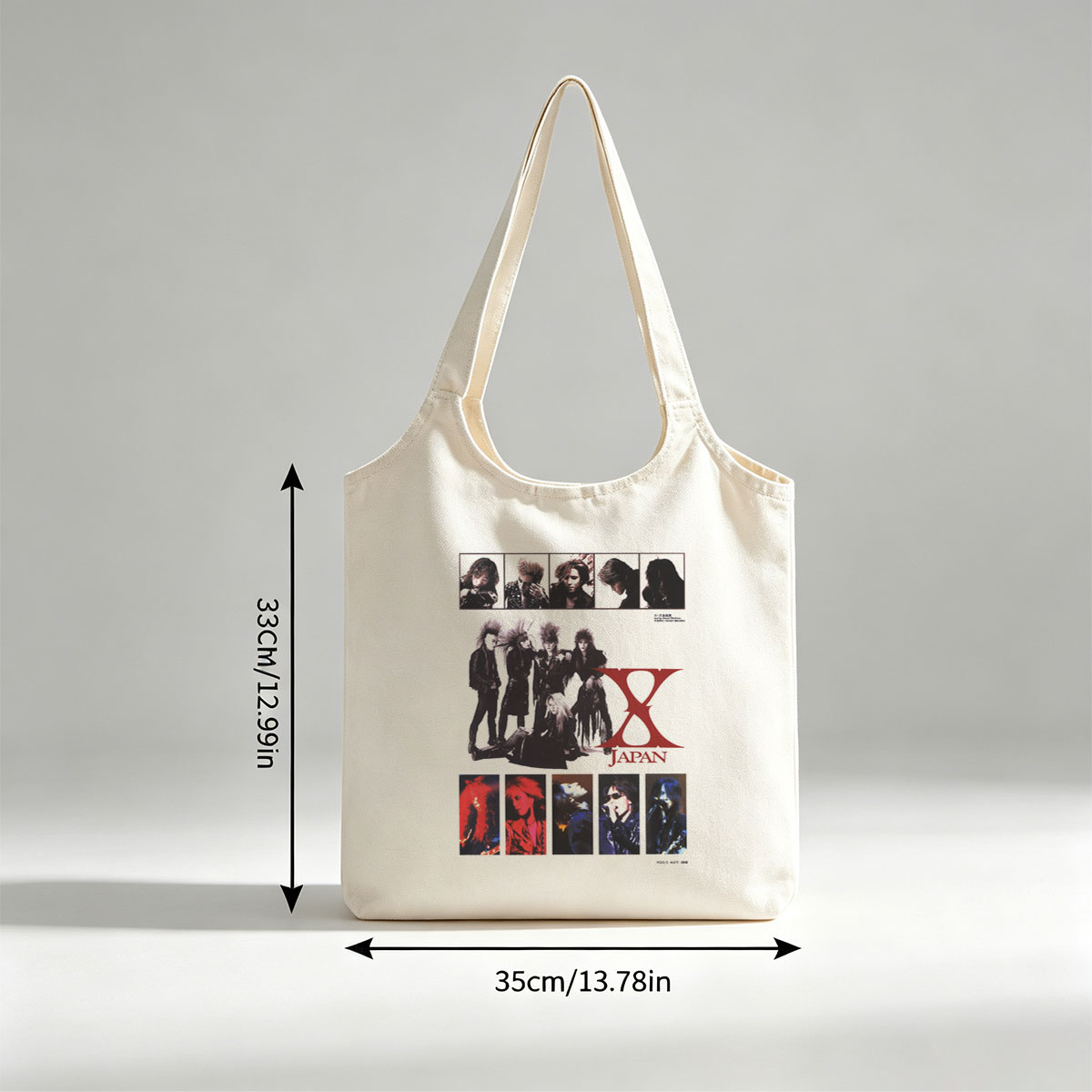 X Japan Band Members in Dramatic Pose with Intense Expressions and Gothic Rock Style - Canvas shoulder bags/
