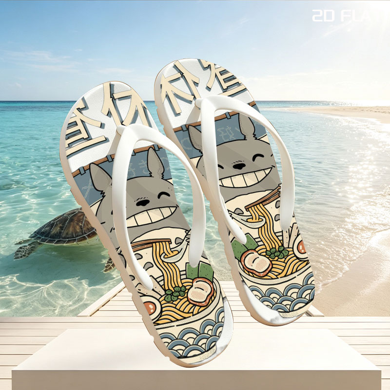 Totoro Enjoying Ramen at a Noodle Shop -  flip-flops