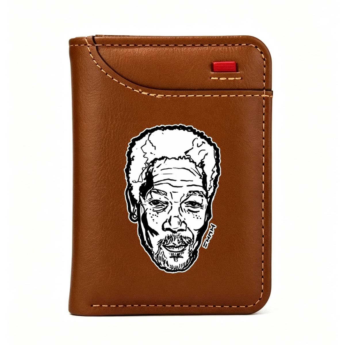 Morgan Freeman Portrait Sketch - Vertical Style Wallet