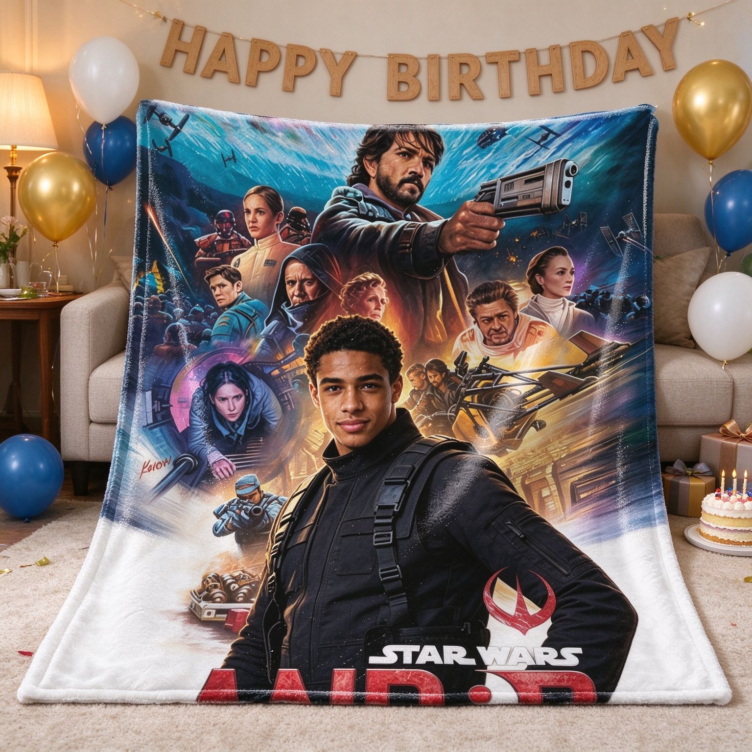 Custom Photo Face Portrait Flannel Blanket Personalized Sci-Fi Movie Collage Throw Skin-Friendly Soft Fleece Blanket