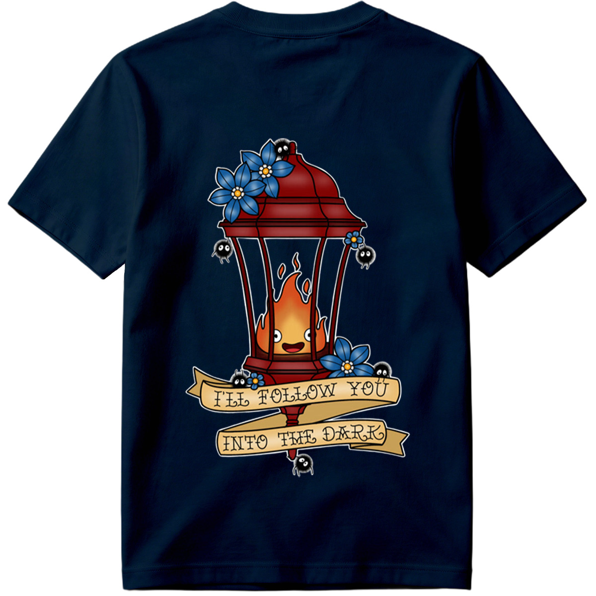 Lantern Flame with Blue Flowers and Moths: 