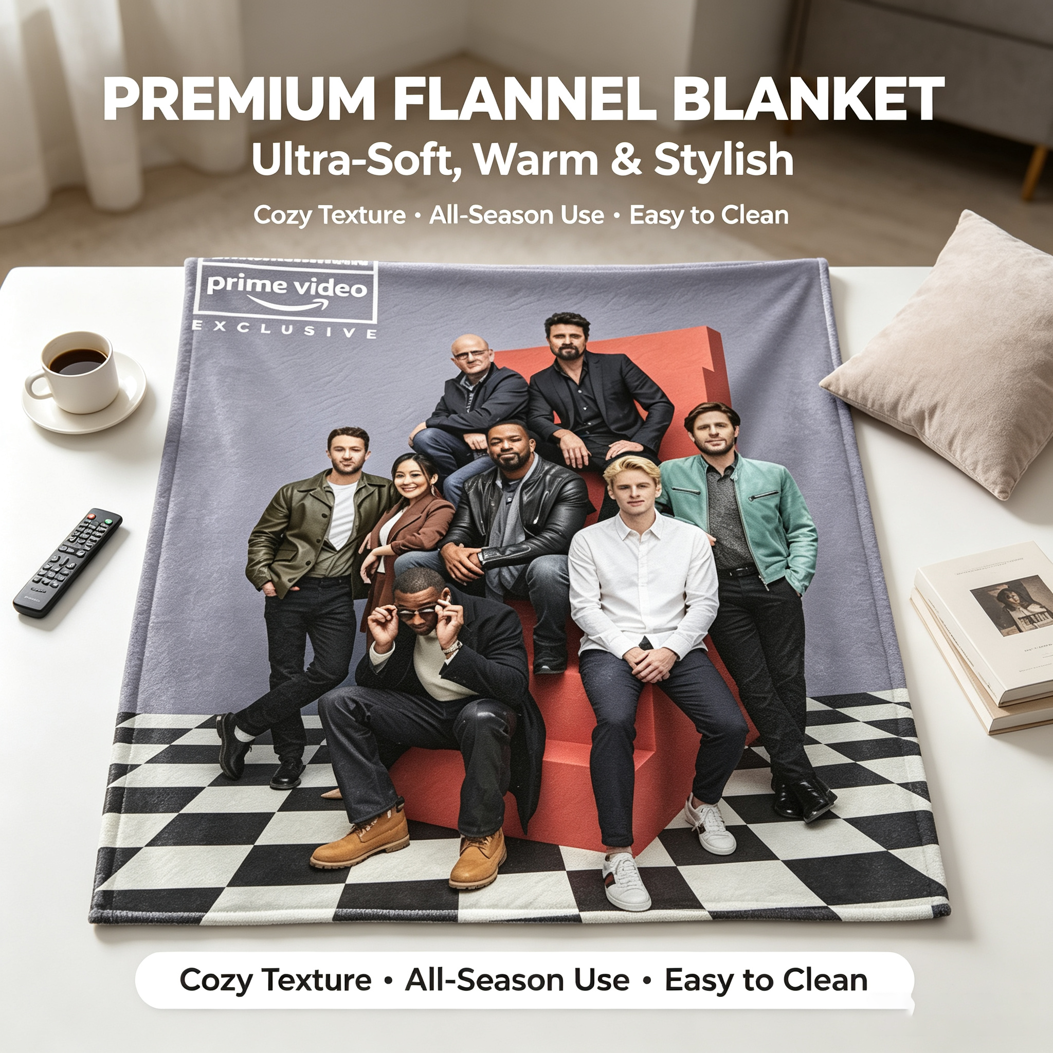 Custom Face Blanket The Boys Series Cast Flannel Blanket Cozy Living Room Gift for Fans Entertainment Prime Video Exclusive Giveaway