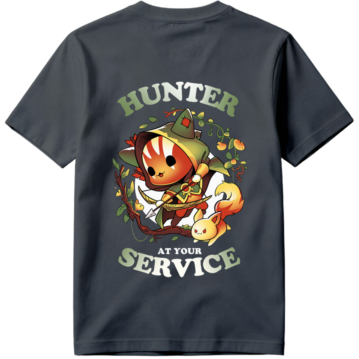 Hunter at Your Service - Chibi Archer and Fox Companion - Tee