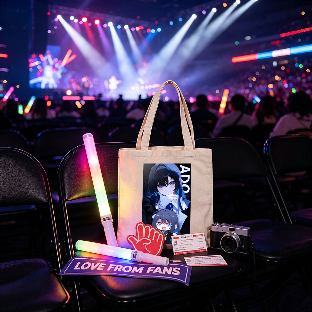 ADO - Anime Character Portrait with Chibi Version in Cosmic Background - Canvas tote bags