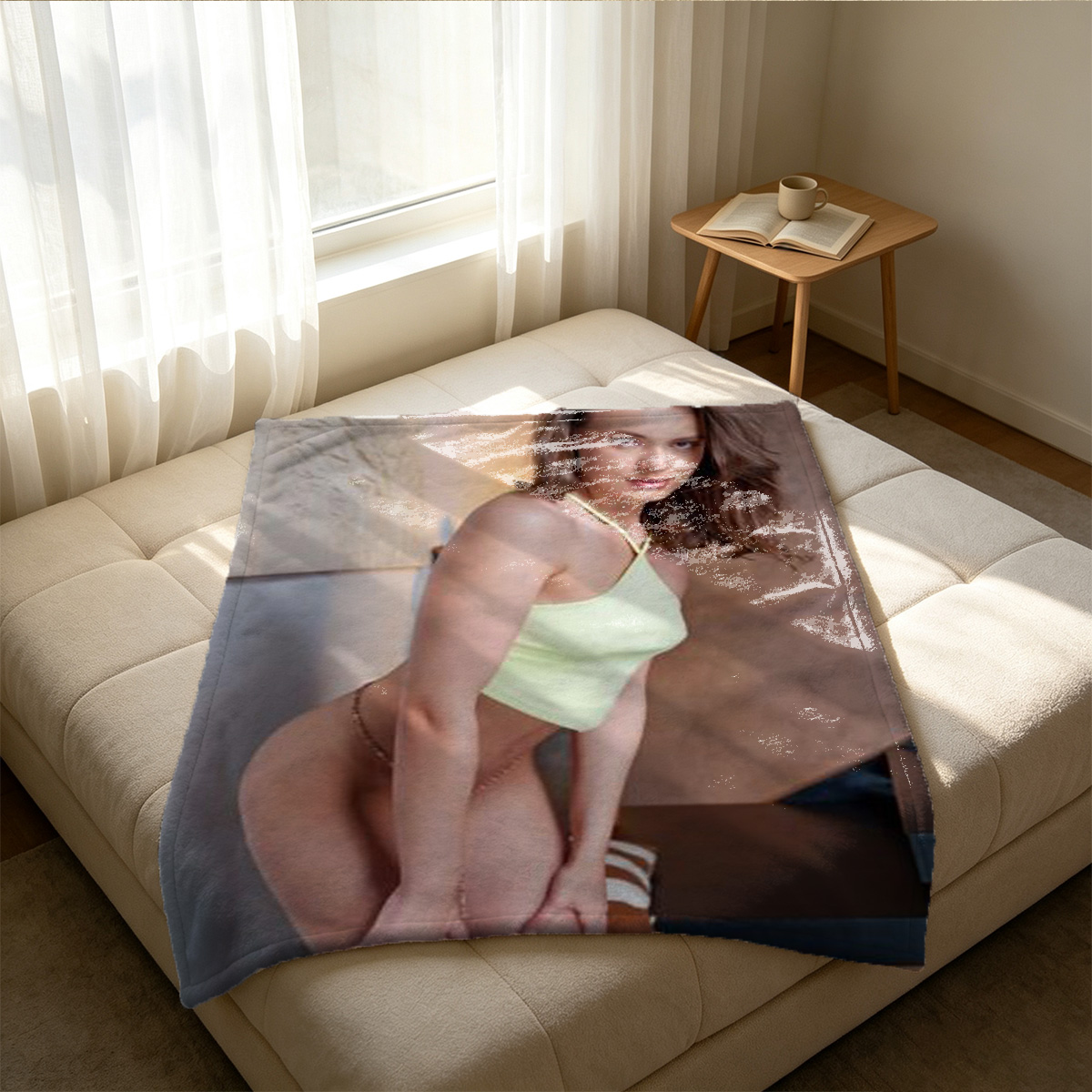 Emma Watson nude in bedroom with painting. - Blanket