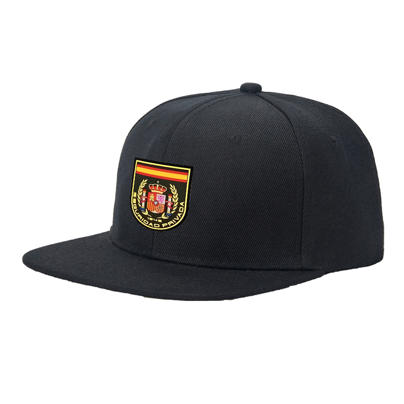 Flat Brim Baseball Cap Spain Coat of Arms Embroidered Design Streetwear Underground Skate Style for Basketball Courts Skate Parks Urban Lifestyle Riders Rappers Streetwear Enthusiasts
