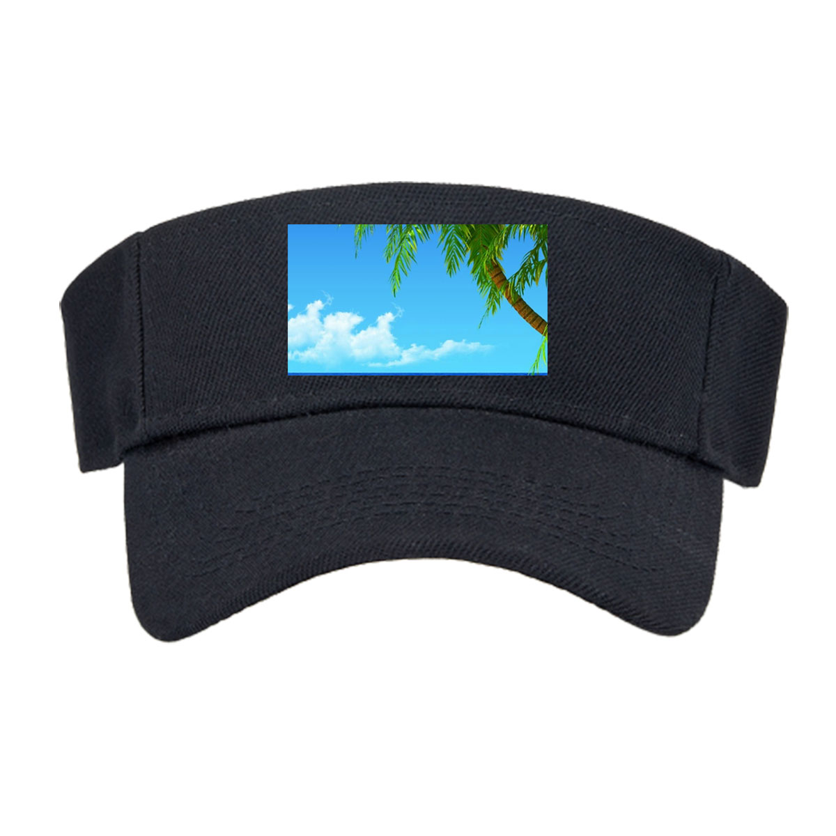Tropical Beach with Palm Tree and Clear Blue Sky -  Visor cap