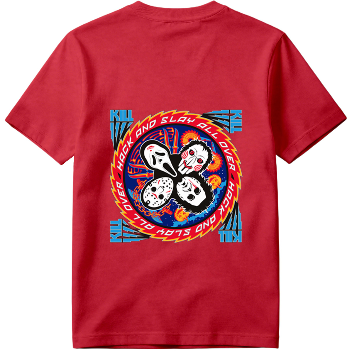 Halloween Horror Icons: Michael Myers, Ghostface, Leatherface, and Jigsaw - Tee