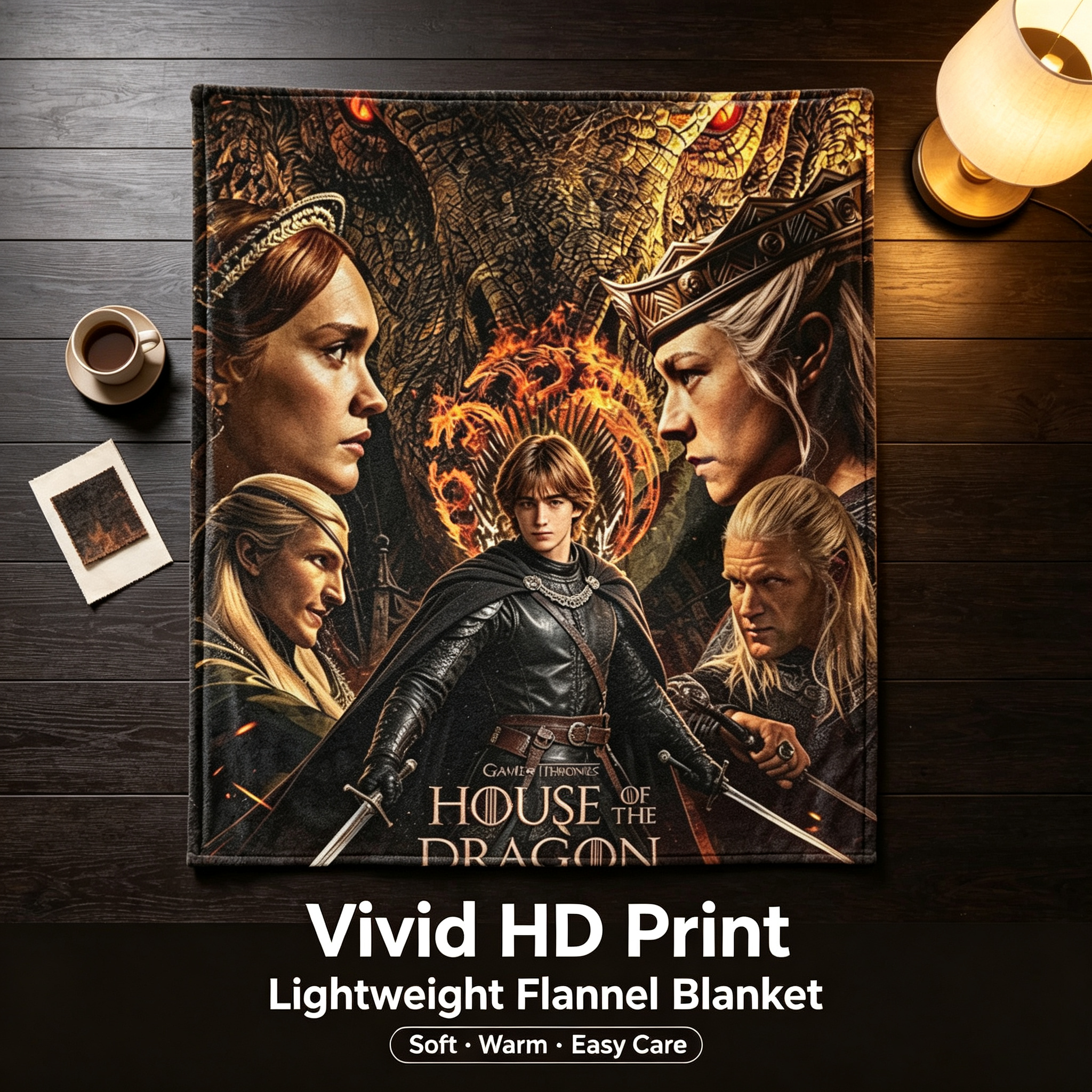 Custom Face Blanket House of the Dragon Flannel Blanket for Couch or Bedding Perfect Gift for Fans of Game of Thrones Series