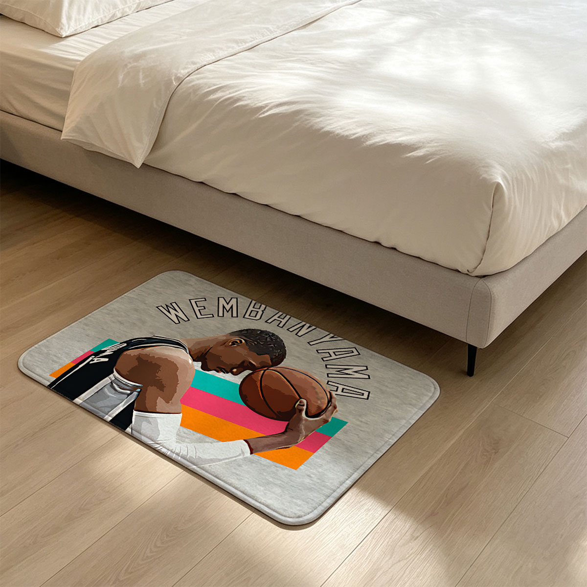 Wembanyama Basketball Player Artwork - Flannel floor mat