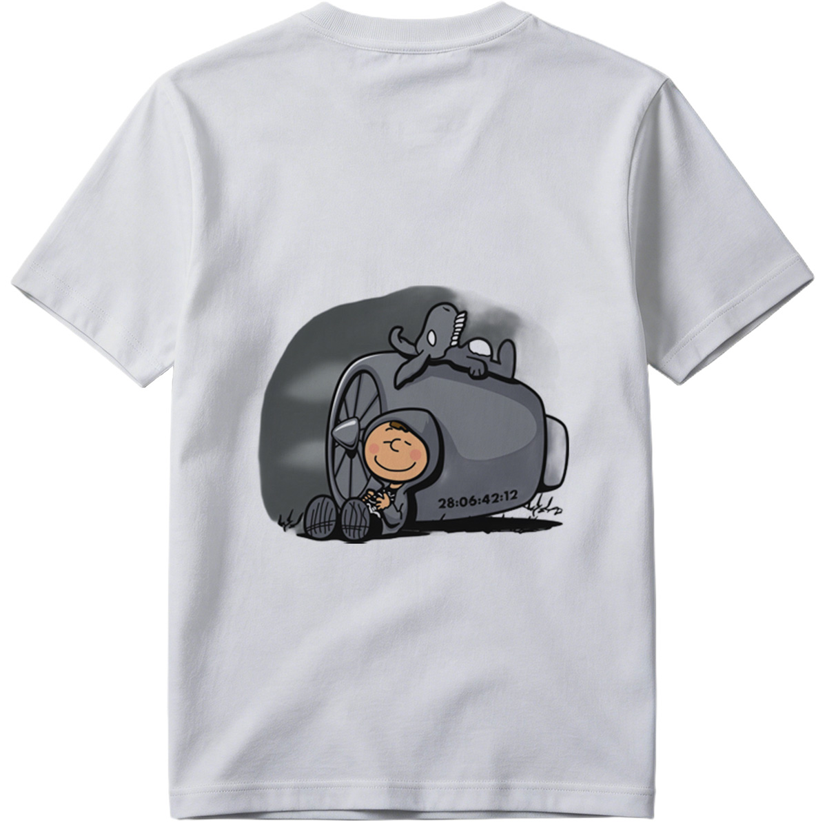 Cute Cartoon Boy with Time Machine and Octopus - Tee