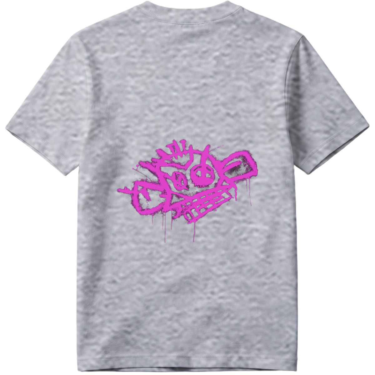 Graffiti-style pink skull with crown and crossbones on black background - Tee