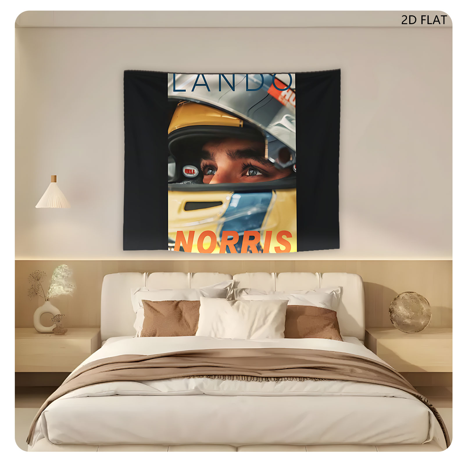 Lando Norris in Racing Helmet, Formula 1 Driver, McLaren Team - Tapestry
