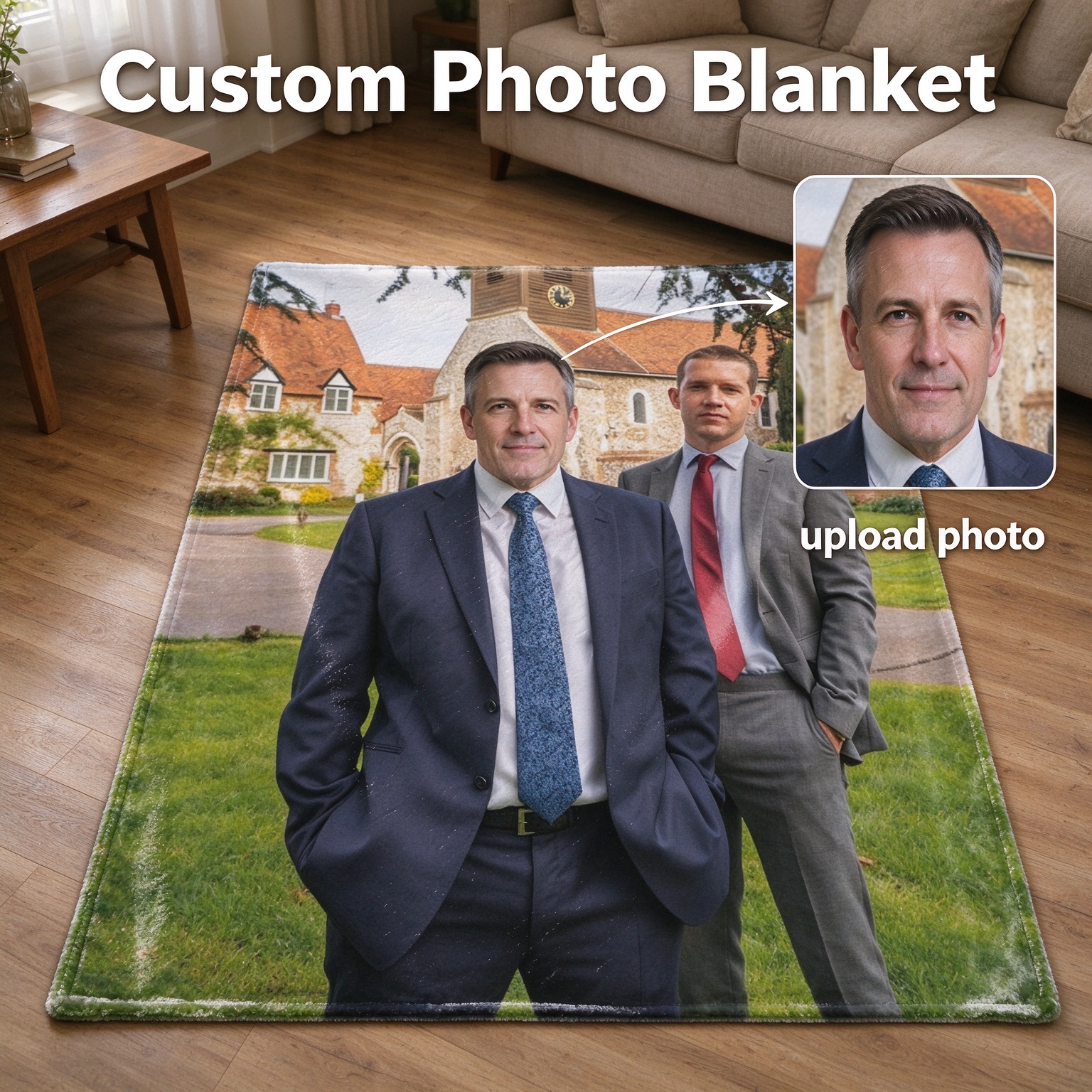 Custom Photo Face Flannel Blanket Personalized Picture Throw Soft Cozy Warm Fleece Keepsake Gift for Bed and Couch