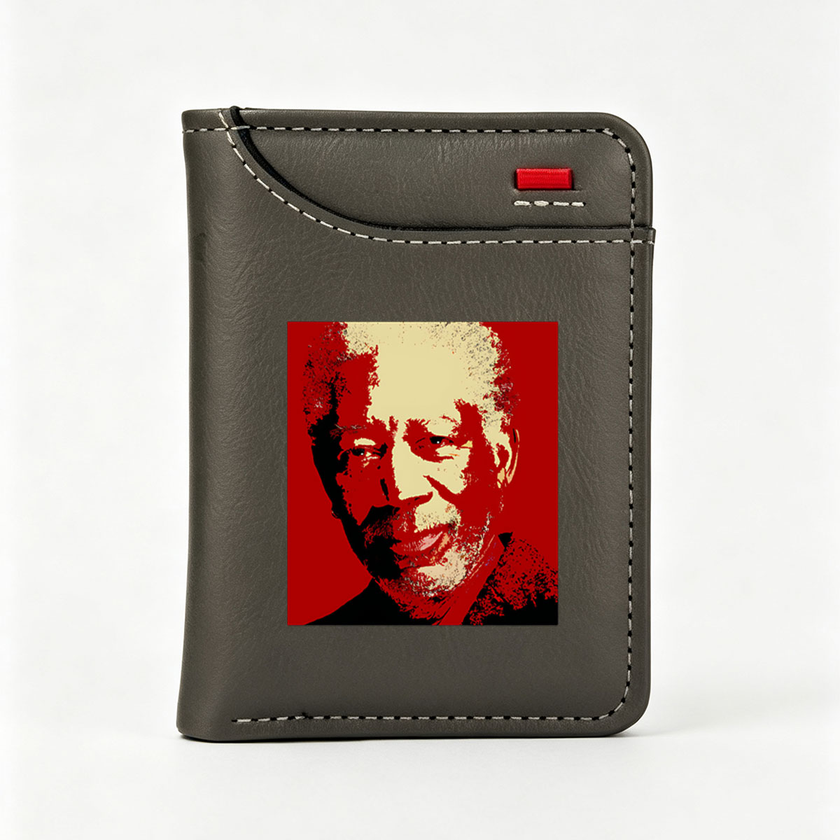 Nelson Mandela Portrait in Red and Beige Tones - Vertical Style Wallet