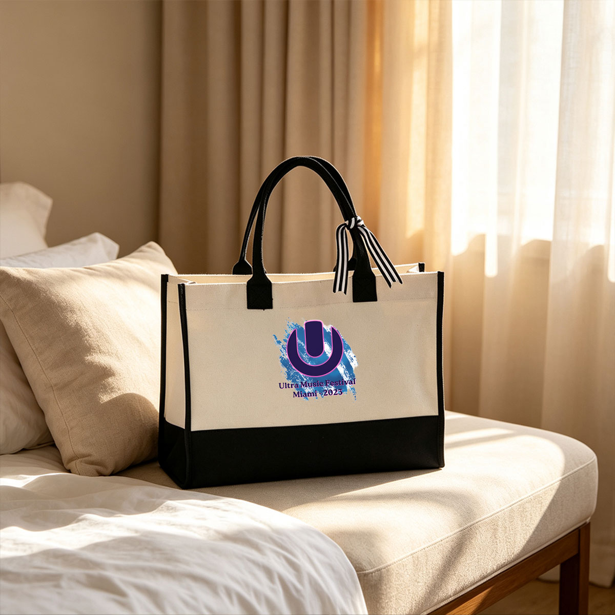Ultra Music Festival Miami 2023 Logo - Canvas patchwork gift tote bag