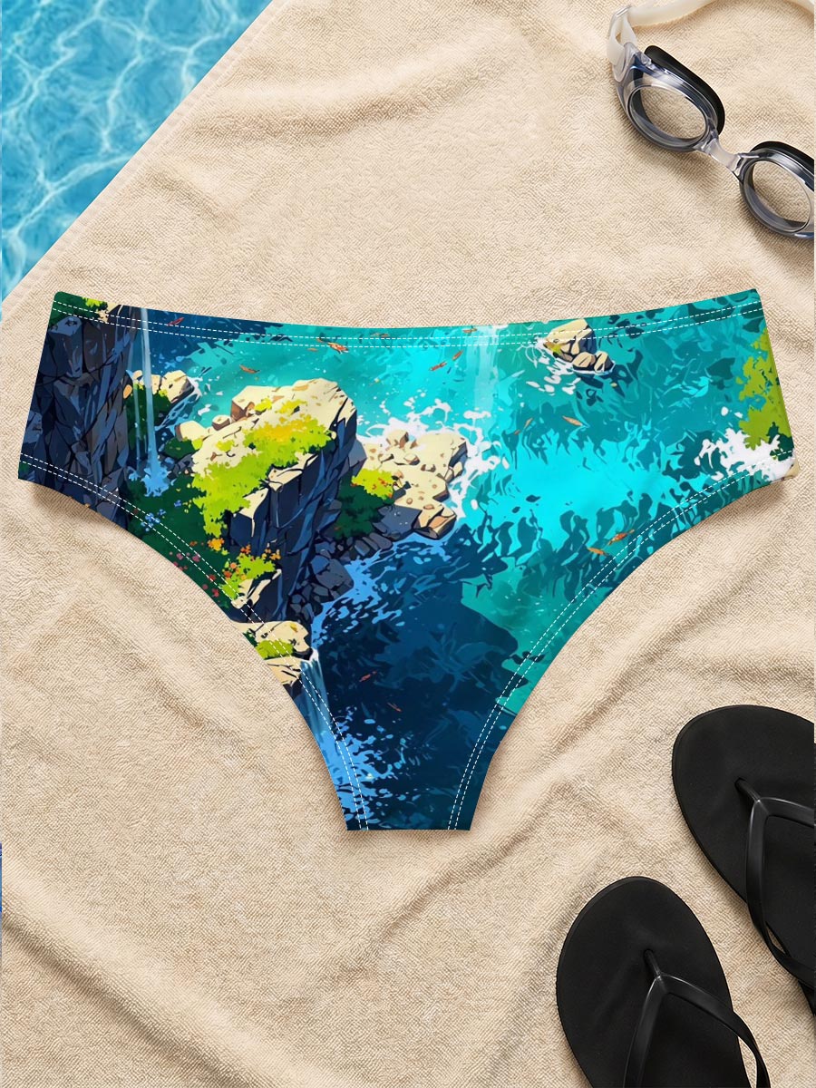 Crystal Clear Waterfalls in a Lush Canyon -  Men's swim trunks