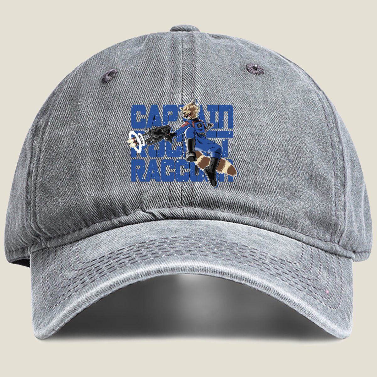 Captain Rocket Raccoon - Washed Denim - Baseball Cap