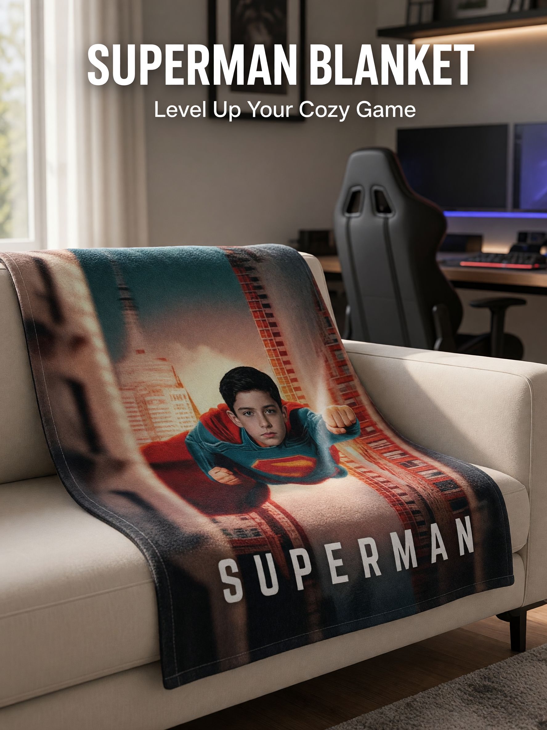 Custom Face Superhero Flannel Blanket, Personalized Photo Soft Plush Throw for Kids and Adults, Ideal Cozy Gift