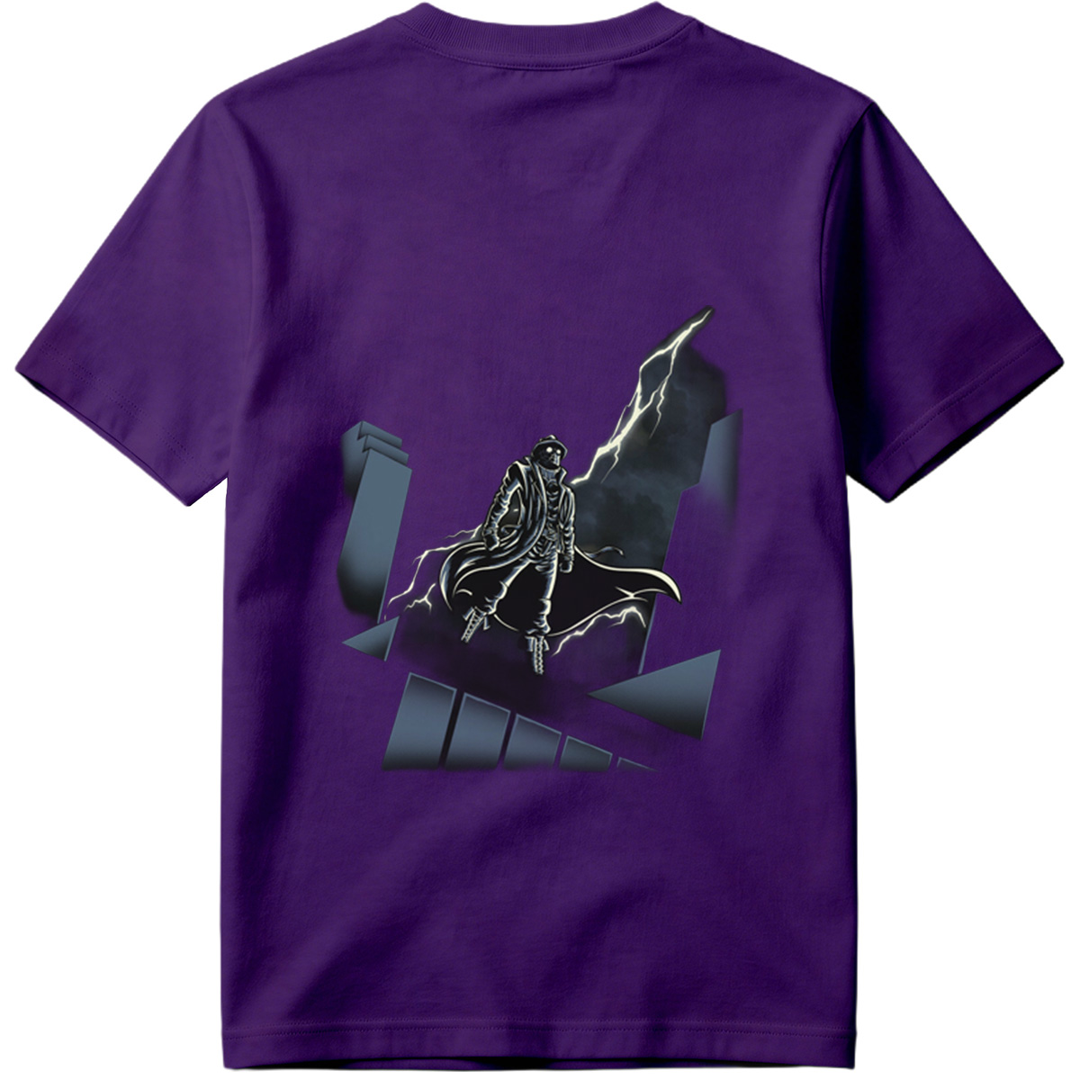 The Shadow of the Storm: Dark Hero on Rooftop - Tee