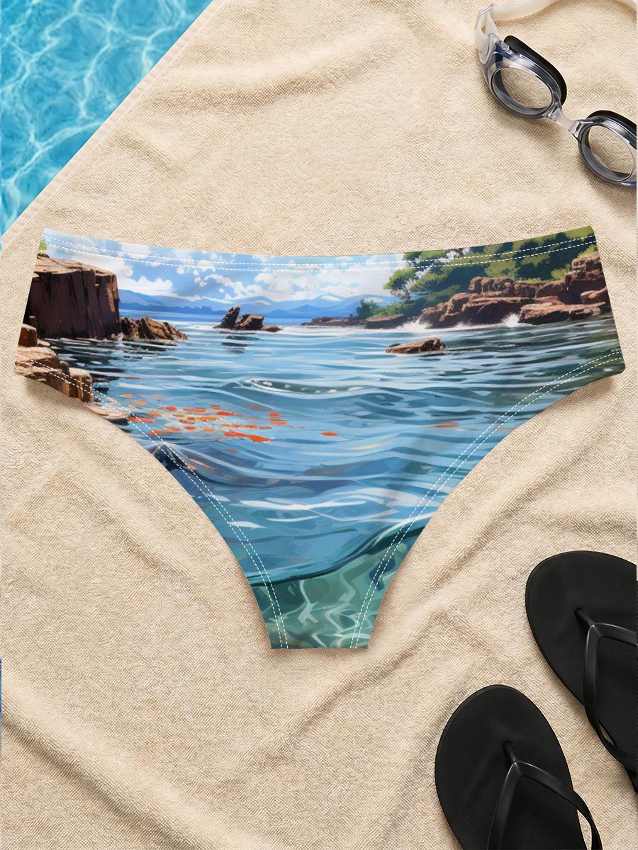 Crystal Clear Waters and Sky Reflections -  Men's swim trunks