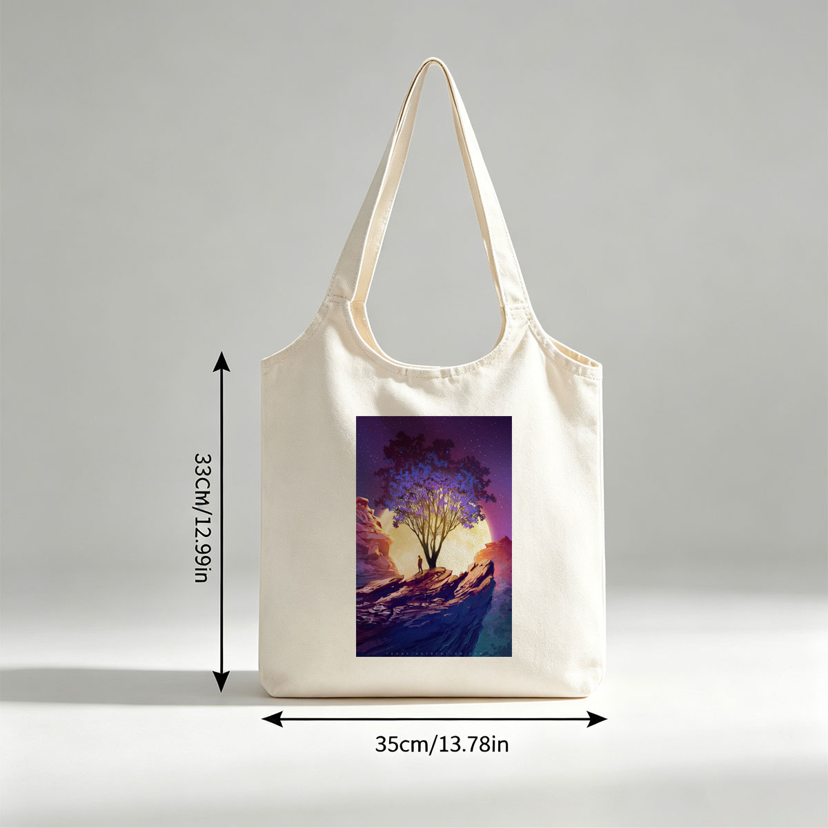 Imagine Dragons Dreamy Landscape with Purple Tree and Moonlit Sky - Canvas shoulder bags/