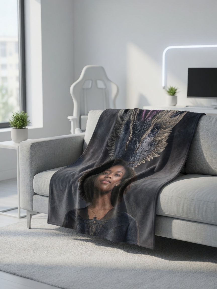 Custom Face Photo Blanket Fantasy Dragon Flannel Throw Ultra Soft Cozy Fleece Ideal Personalized Keepsake Gift