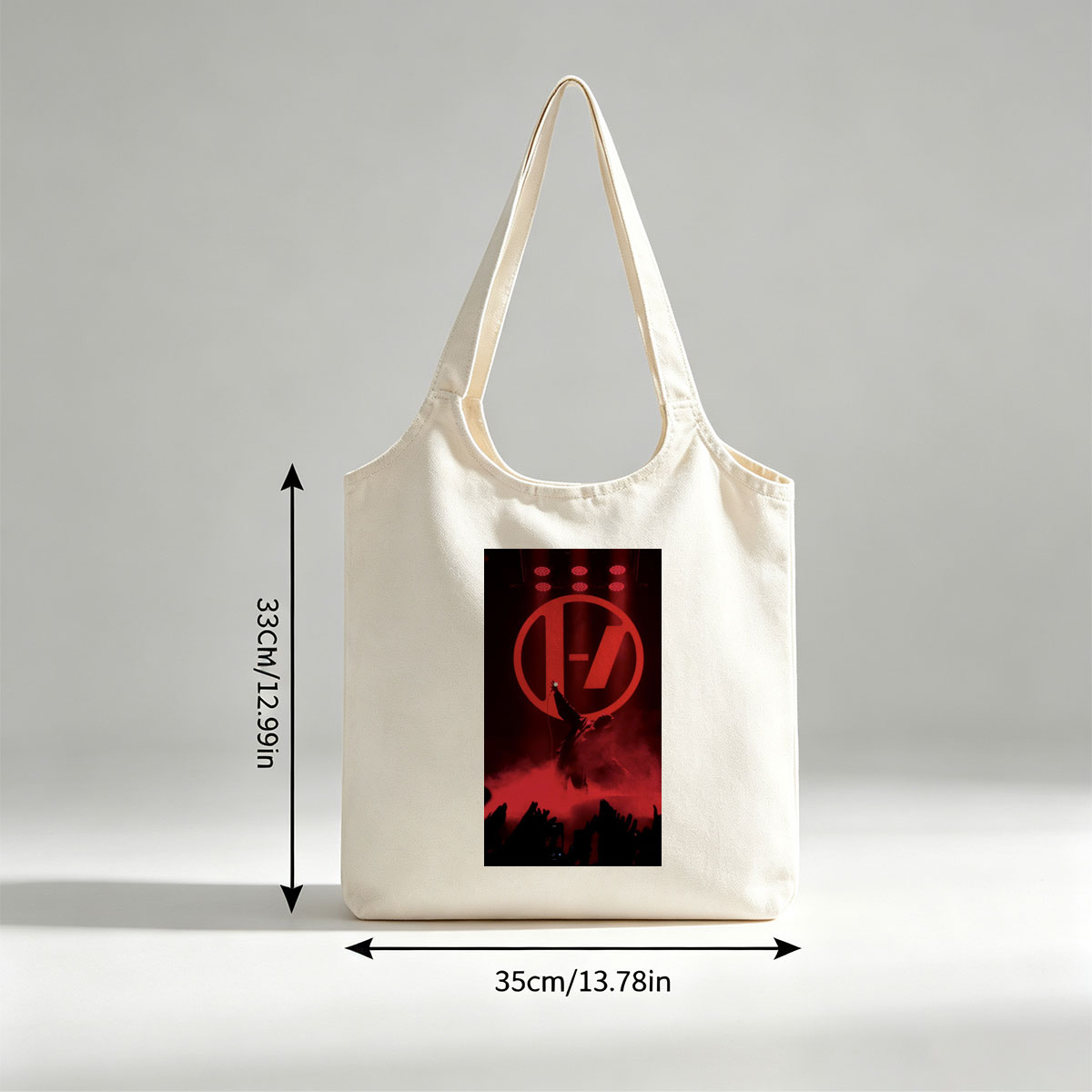 Imagine Dragons Live Performance with Red Stage Lighting and Iconic Logo - Canvas shoulder bags/