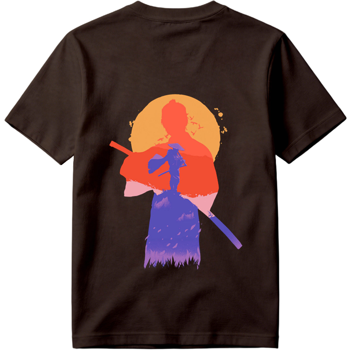 Samurai Silhouette at Sunset - Tee