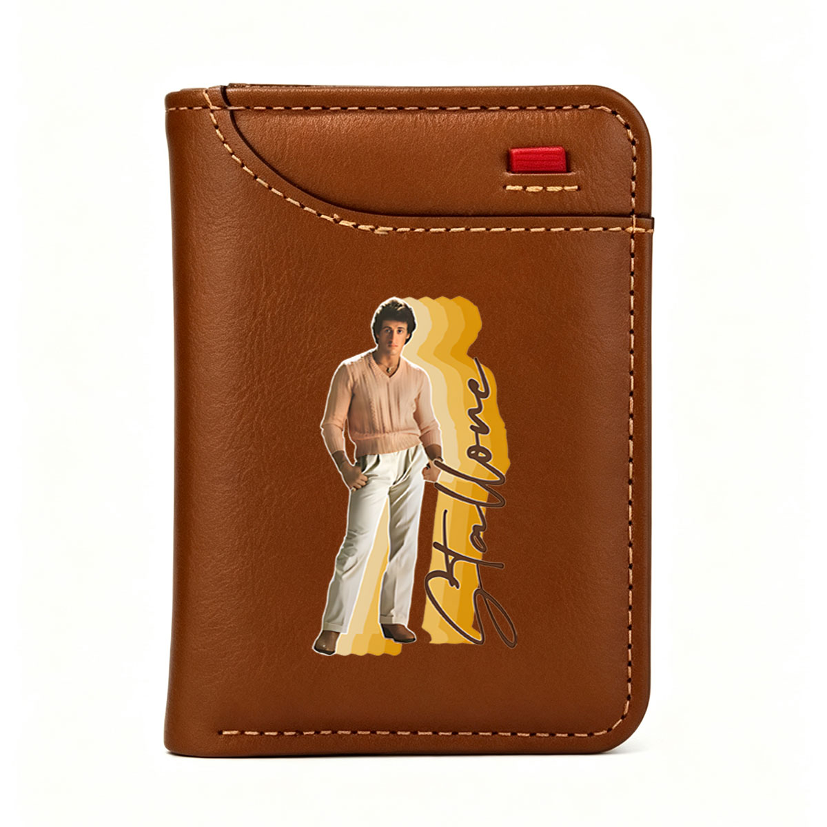 John Travolta in a Pink Sweater and White Pants, Signature Style - Vertical Style Wallet