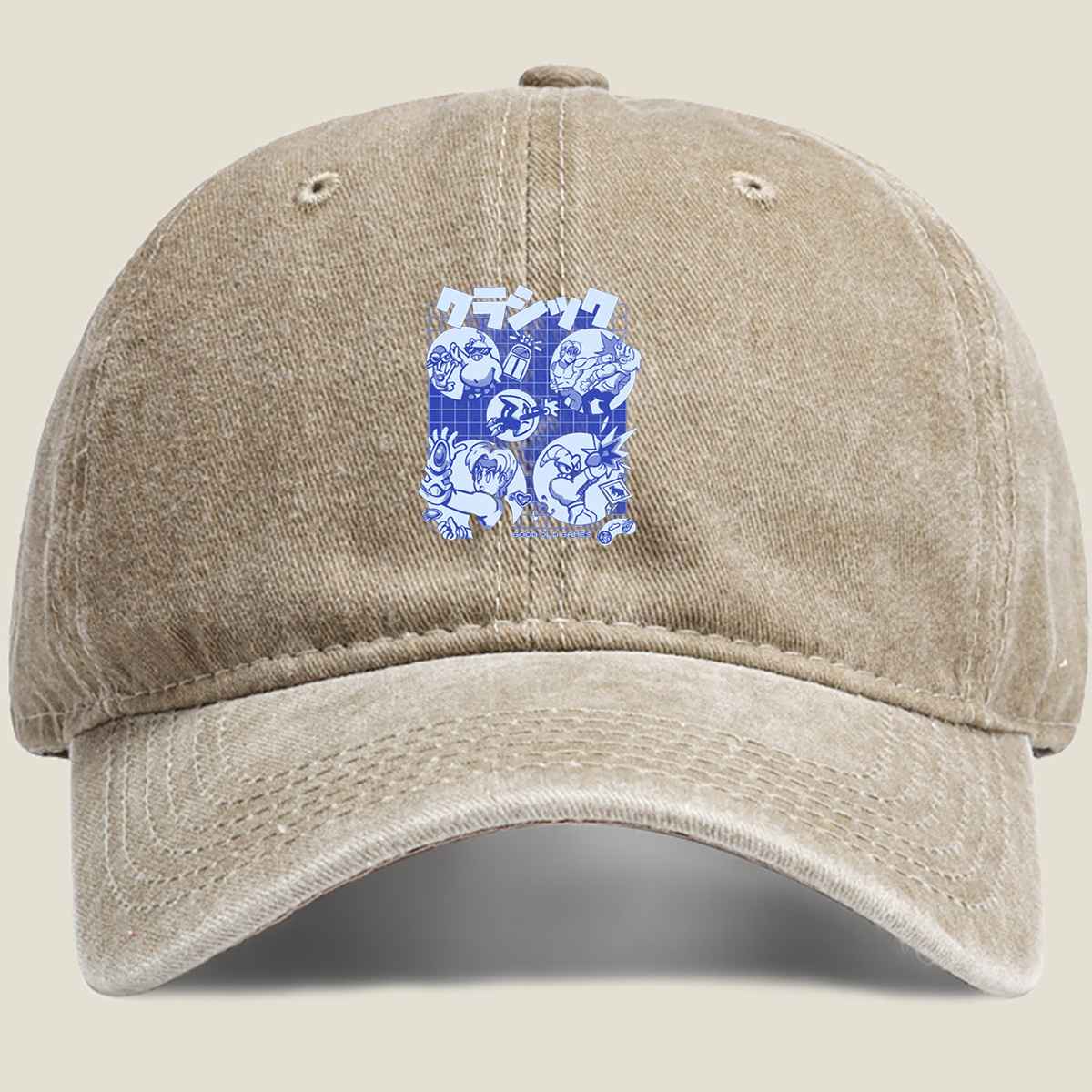 Classic Gaming Characters: Sonic, Knuckles, Tails, and Dr. Eggman - Washed Denim - Baseball Cap