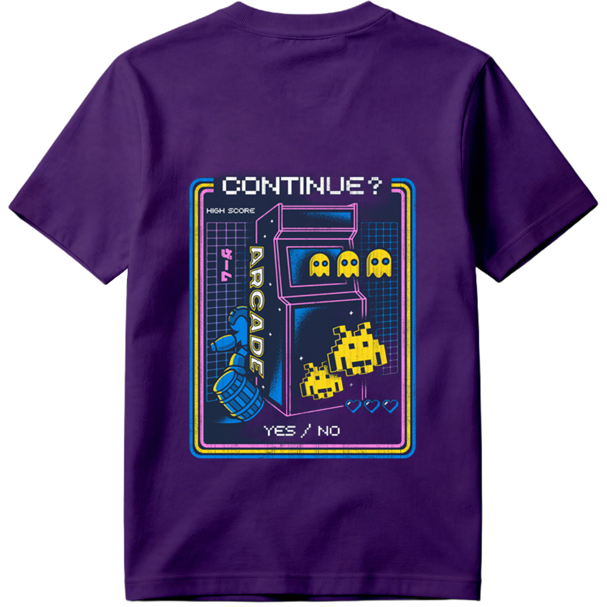Pac-Man and Space Invaders Arcade Continue Screen - Tee