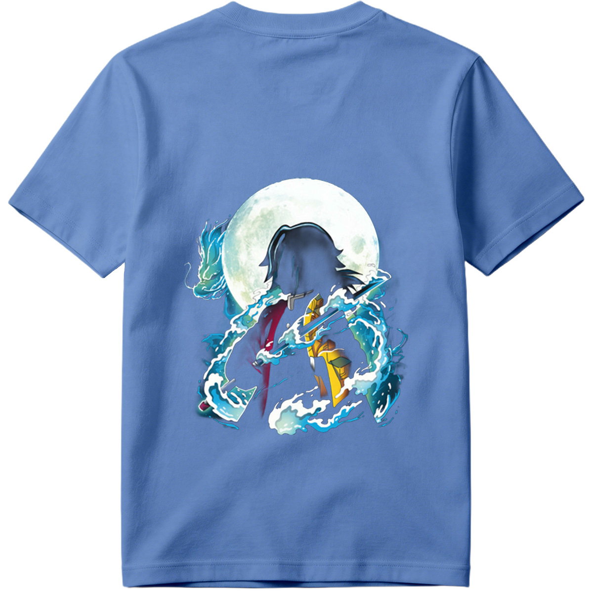 Demon Slayer Tanjiro Kamado Water Breathing Moon Background - Tee