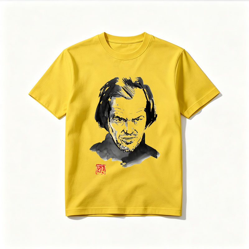 Abstract Portrait of a Man with Expressive Features and Red Seal - Tee