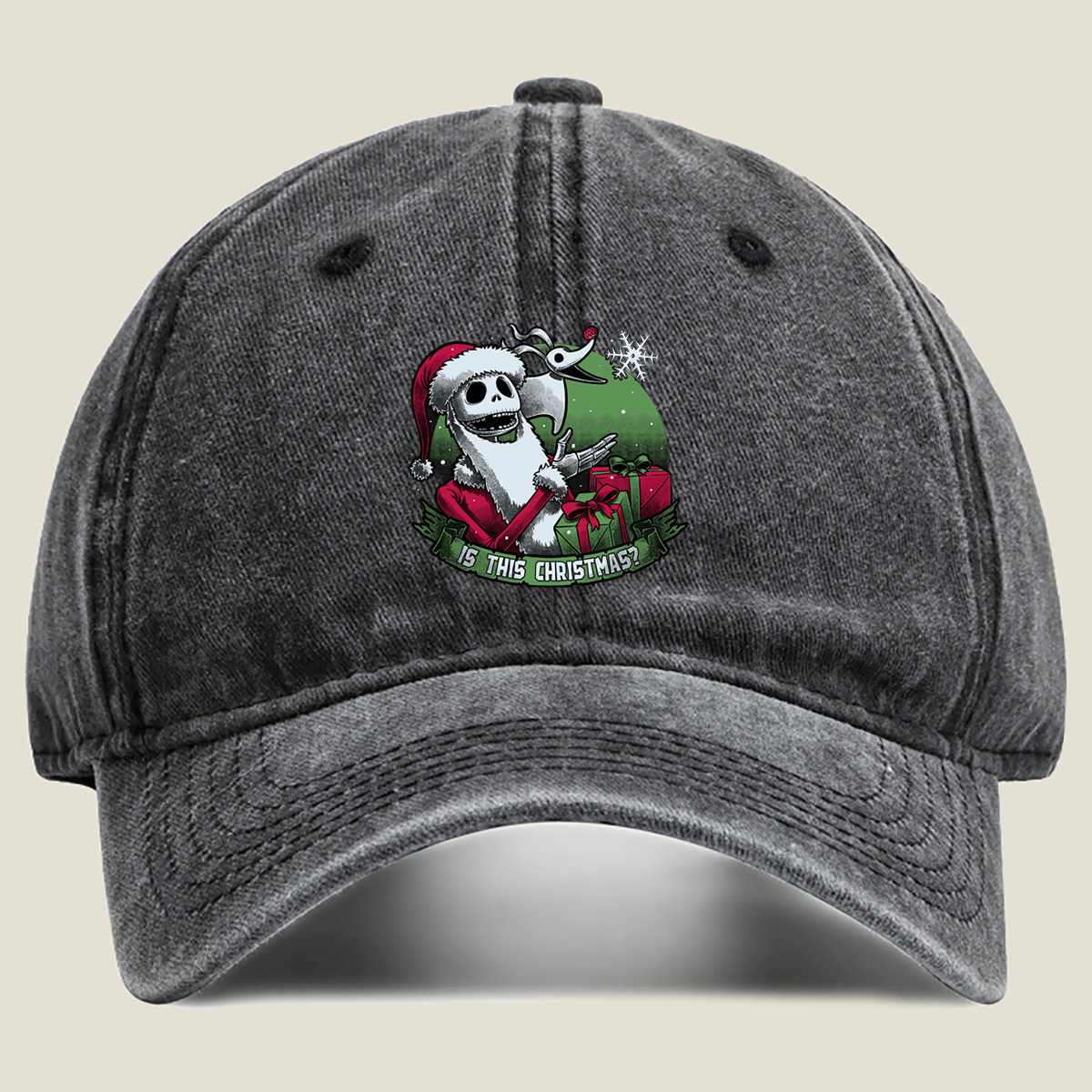 Jack Skellington and Zero - Is This Christmas? - Washed Denim - Baseball Cap