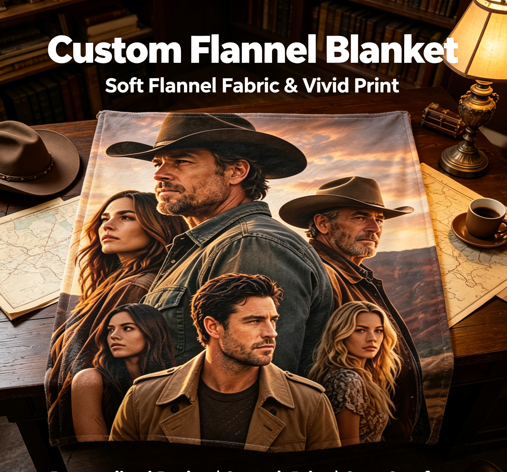 Custom Face Blanket Ransom Canyon Netflix Series Flannel Blanket Perfect for Fans of Western Drama Cozy Home Decor Gift or Giveaway