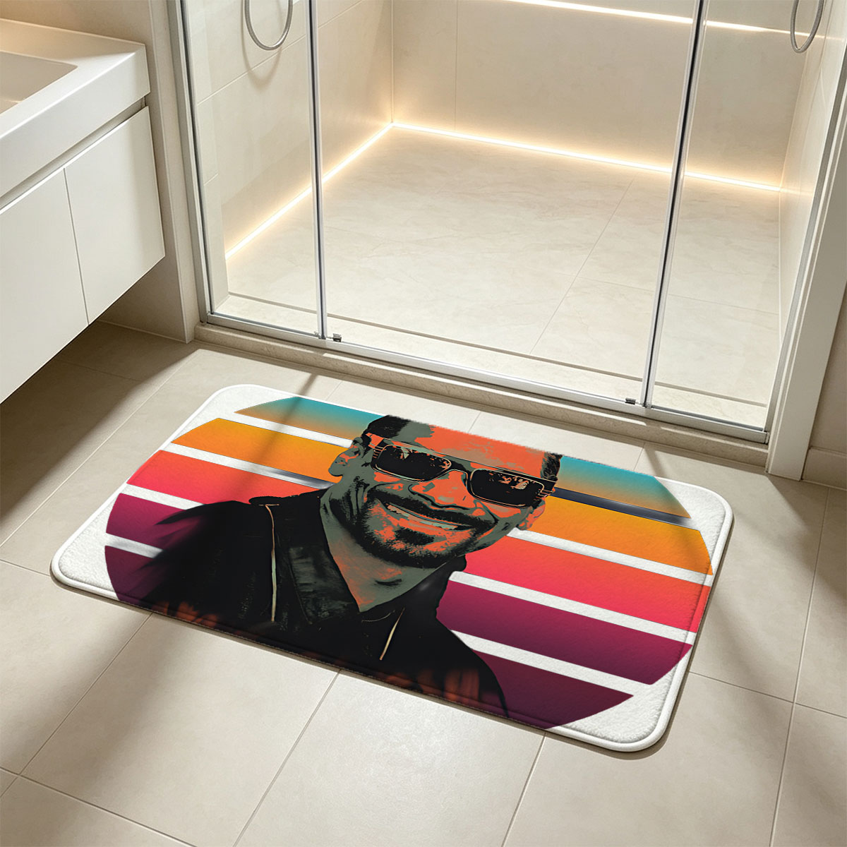 Snoop Dogg in Retro Sunset Portrait - Flannel floor mat