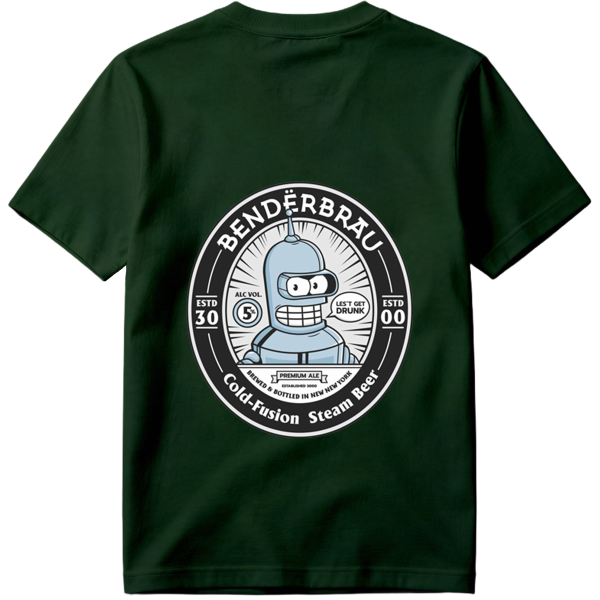 Bender Brau: Cold-Fusion Steam Beer Featuring Bender from Futurama - Tee